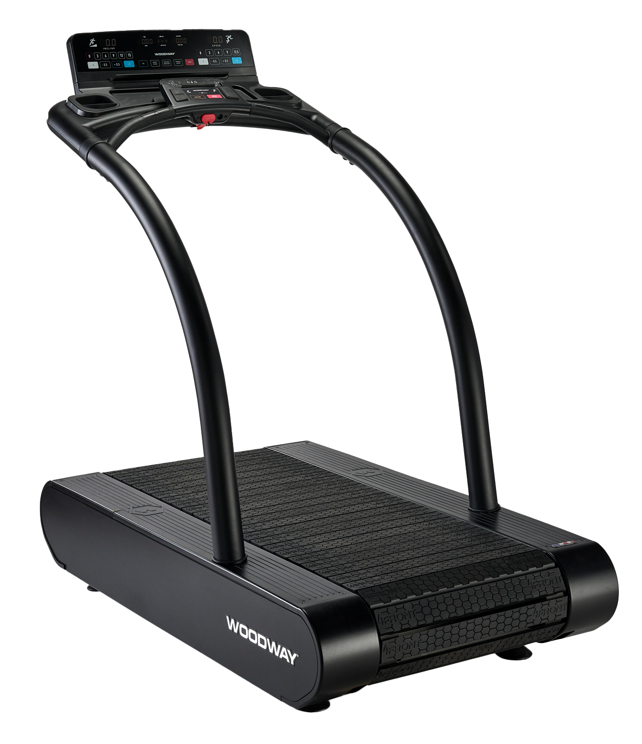 Woodway vive Sportlaufband, seitlich, Monitor